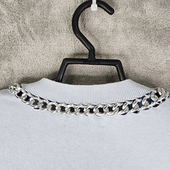 Womens Light Blue Michael Kors Sweater Chain Detail V-Neck Long Sleeve Size M - Picture 11 of 14